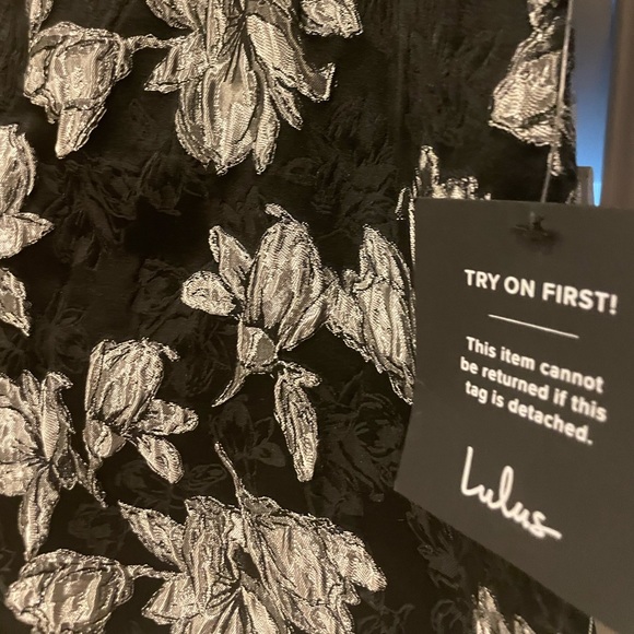 Elegant Taste Black and Silver Floral Jacquard Mini Dress🪙 - Picture 5 of 8